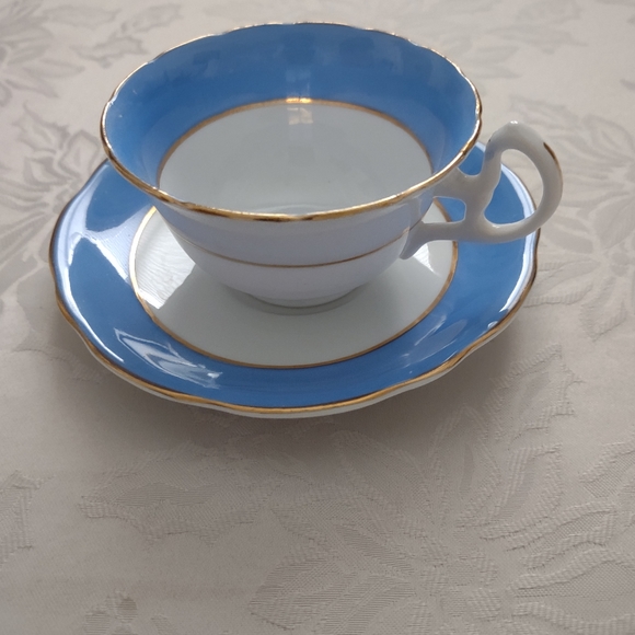2 piece coffee set Royal Stafford England blue gold band fine china